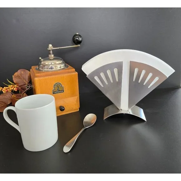 ZACK Rare Retired Stainless Coffee Filter Napkin Holder GERMANY Geometric Modern - Picture 2 of 16